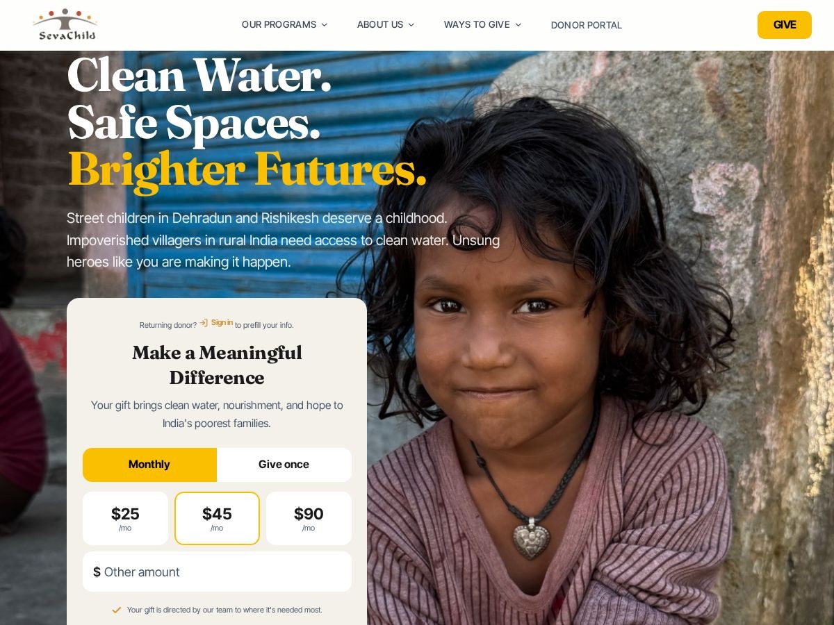 Seva Child website